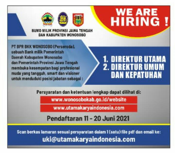 REKRUTMEN CALON DIREKSI PT BPR BKK WONOSOBO (PERERODA)