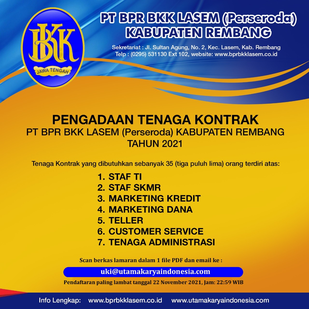 LOWONGAN KERJA TENAGA KONTRAK