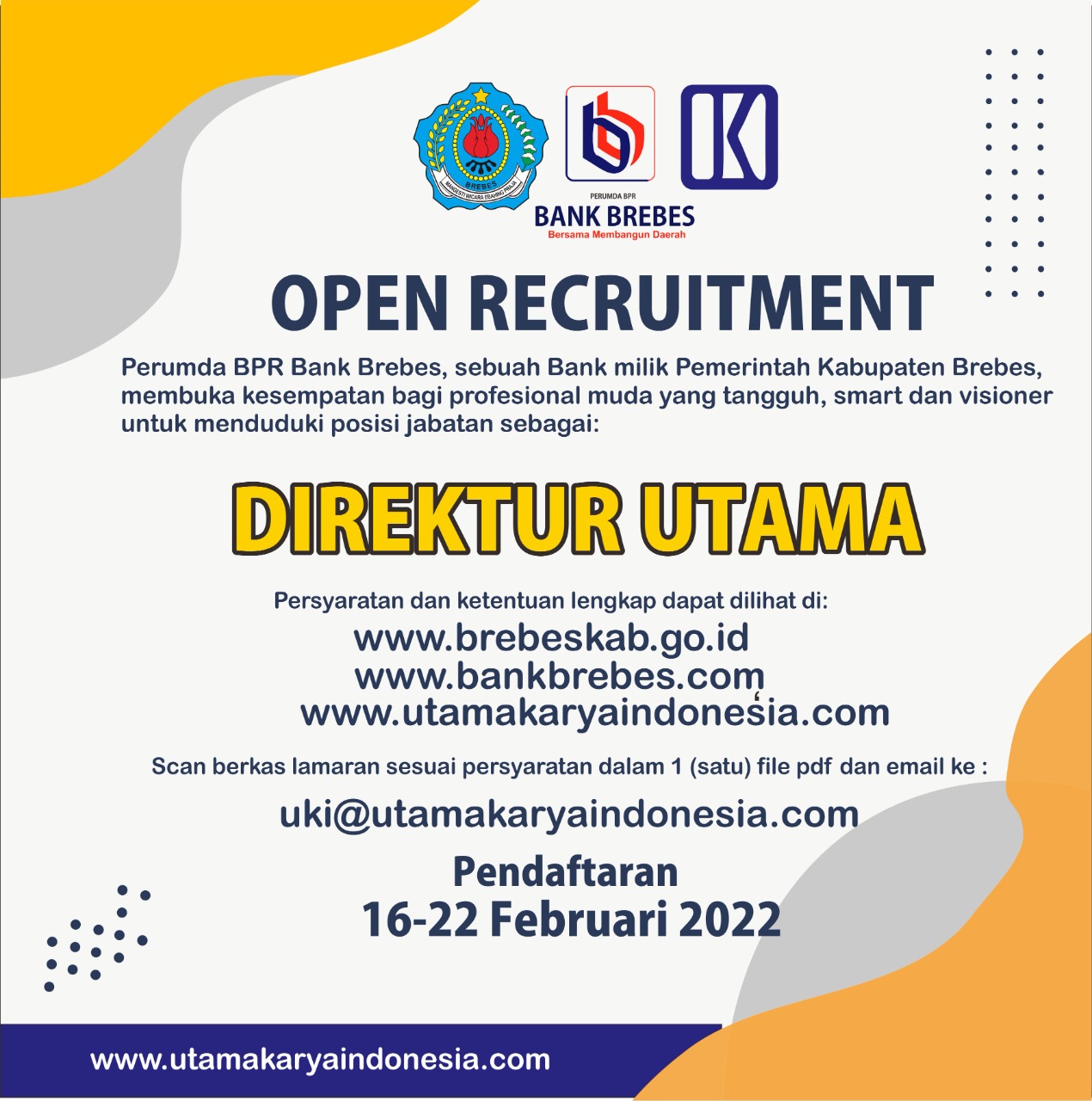 REKRUTMEN DIREKTUR UTAMA PERUMDA BANK BREBES