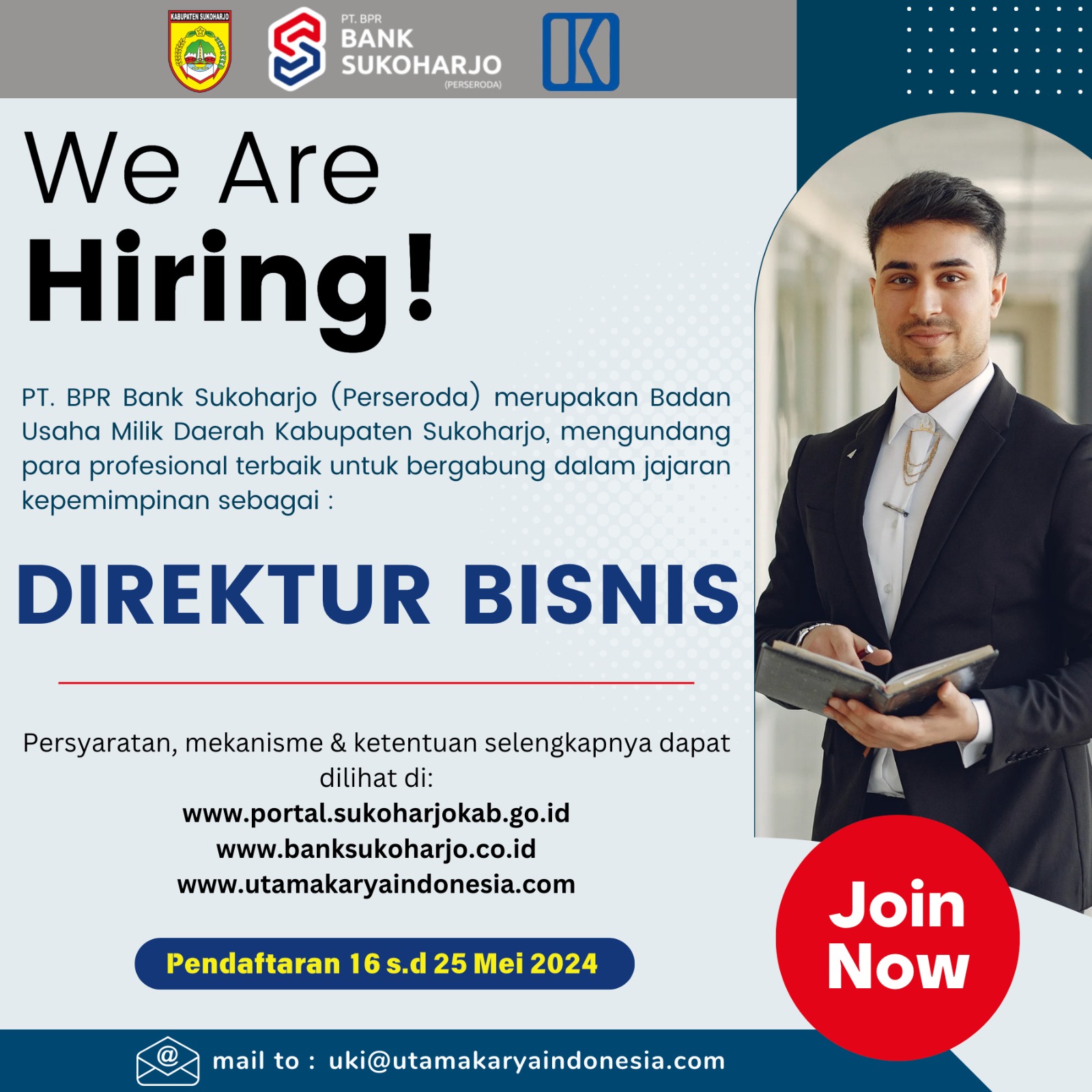 Rekrutmen Direktur Bisnis PT BPR Bank Sukoharjo (Perseroda)