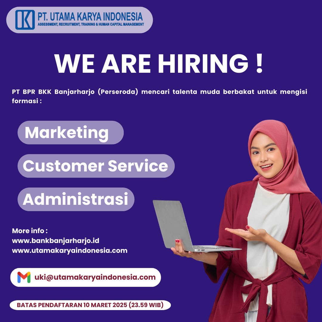 Lowongan Kerja Marketing, Customer Service, Administrasi